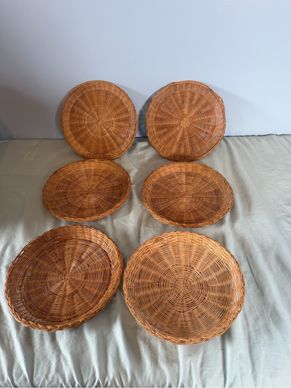 Set of 6 Handwoven Wicker Serving Baskets - Natural Brown